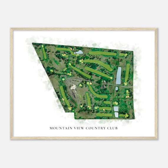 Mountain View Country Club Pennsylvania Classic Watercolor Map Golfer Gift Golf Wall Art Golf Poster Print Course Layout