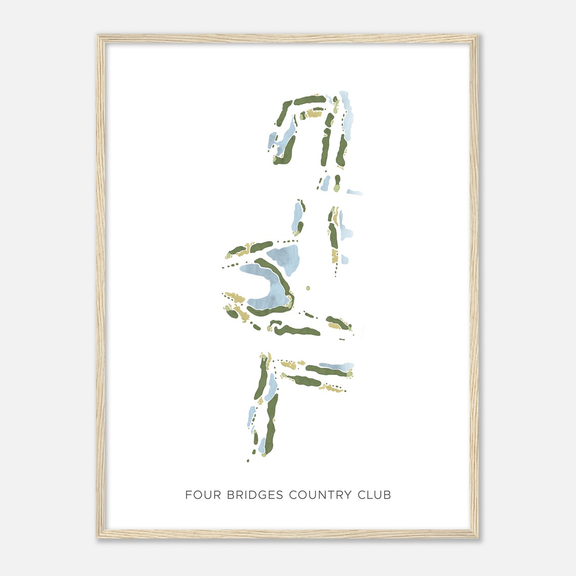 Four Bridges Country Club Golf Course Map Golfer Gift Modern Print