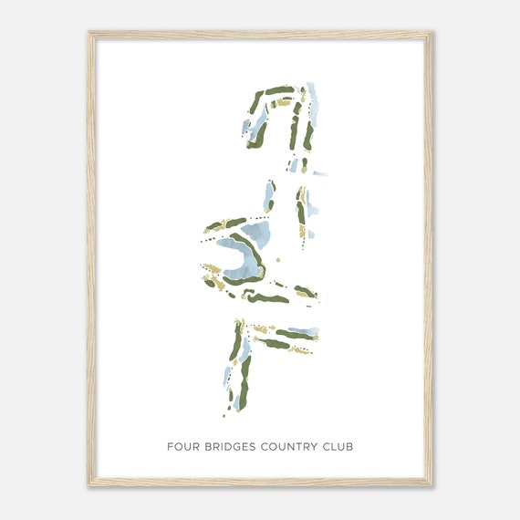 Four Bridges Country Club Ohio Modern Watercolor Map Golfer Gift Golf Wall Art Golf Poster Print Course Layout