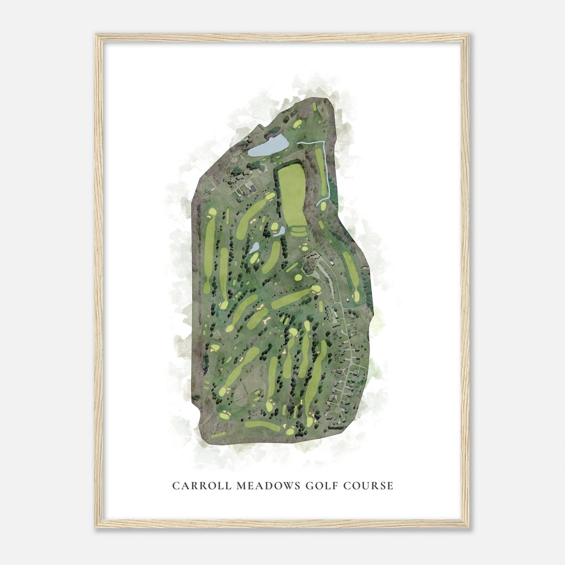 Carroll Meadows Golf Course Ohio Classic Watercolor Map Golfer Gift Golf Wall Art Golf Poster Print Course Layout - Image 2