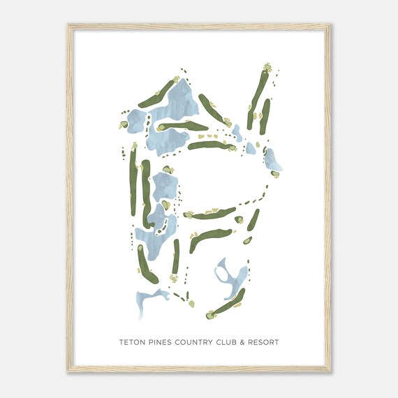 Teton Pines Country Club Resort Wyoming Modern Watercolor Map Golfer Gift Golf Wall Art Golf Poster Print Course Layout