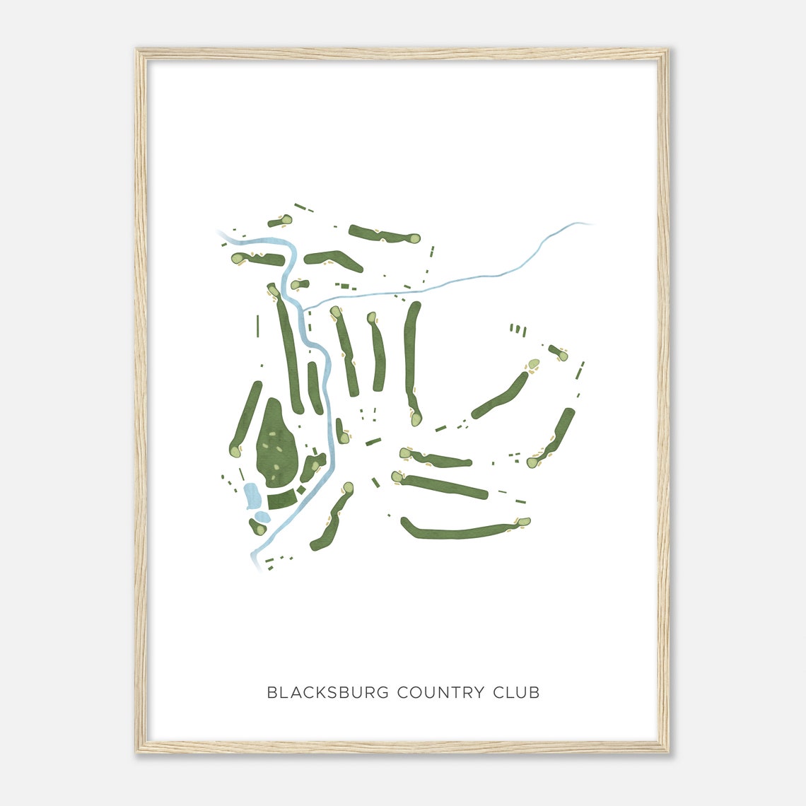 Blacksburg Country Club Virginia Modern Watercolor Course Map Poster