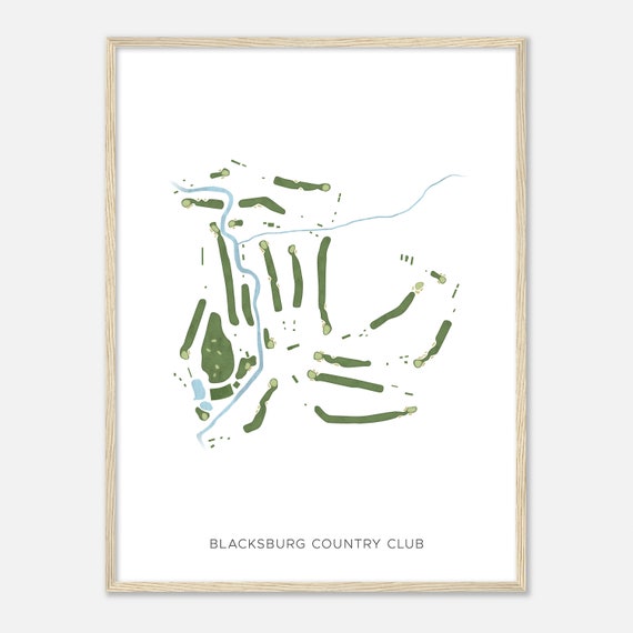 Blacksburg Country Club Virginia Modern Watercolor Map Golfer Gift Golf Wall Art Golf Poster Print Course Layout