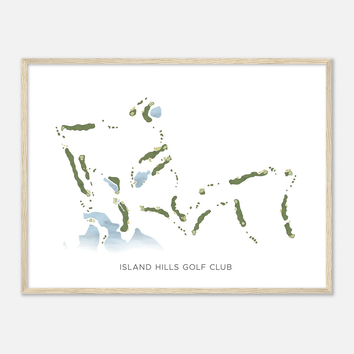 Island Hills Golf Club Minimalist Watercolor Fairway Map Poster - Image 2