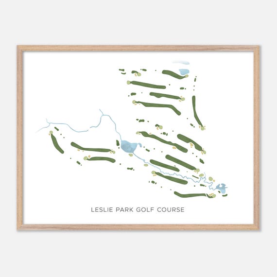 Leslie Park Golf Course In Ann Arbor Michigan Modern Watercolor Map Golfer Gift Golf Wall Art Golf Poster Print Course Layout