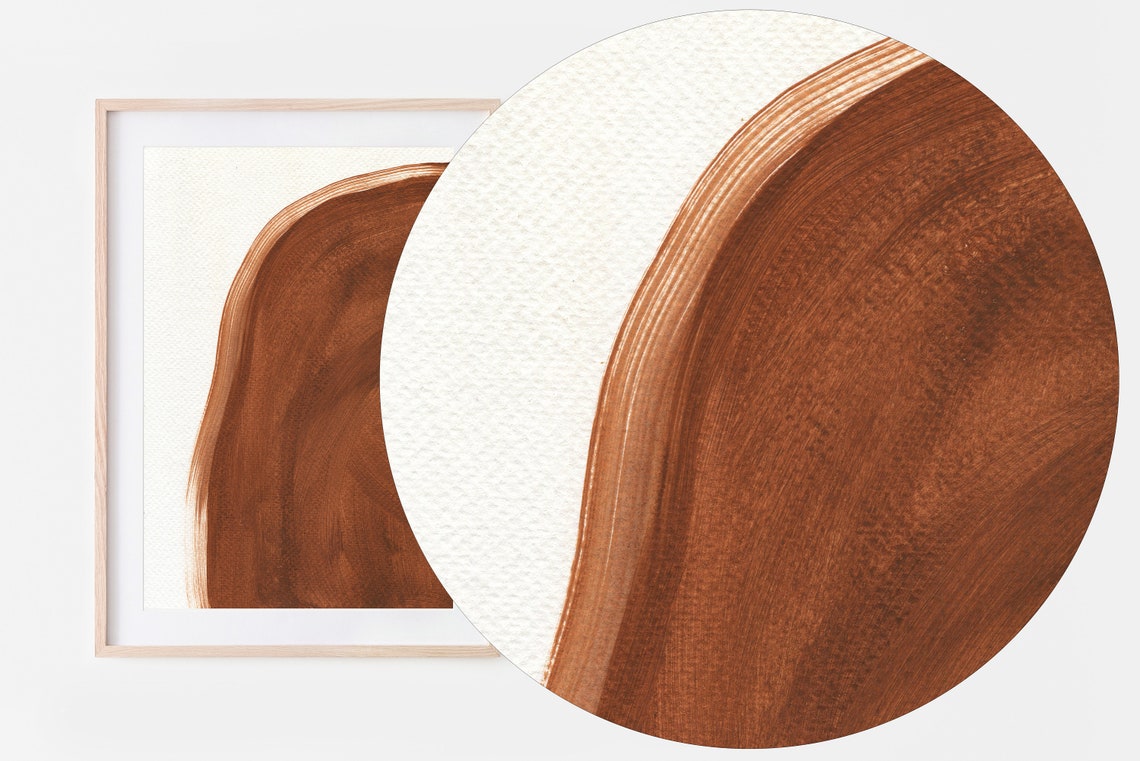 Mid Century Modern Abstract Burnt Orange Sienna Curve Shape Wall Art - Image 2