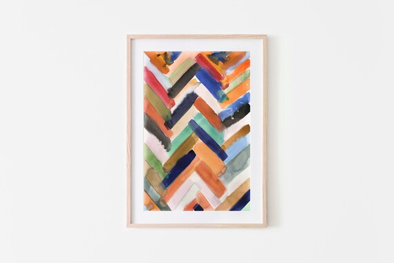 Geometric Wall Art Colorful Abstract Print Modern Colorful Art Bold Strokes Geometric Instant Art Orange Yellow Abstract