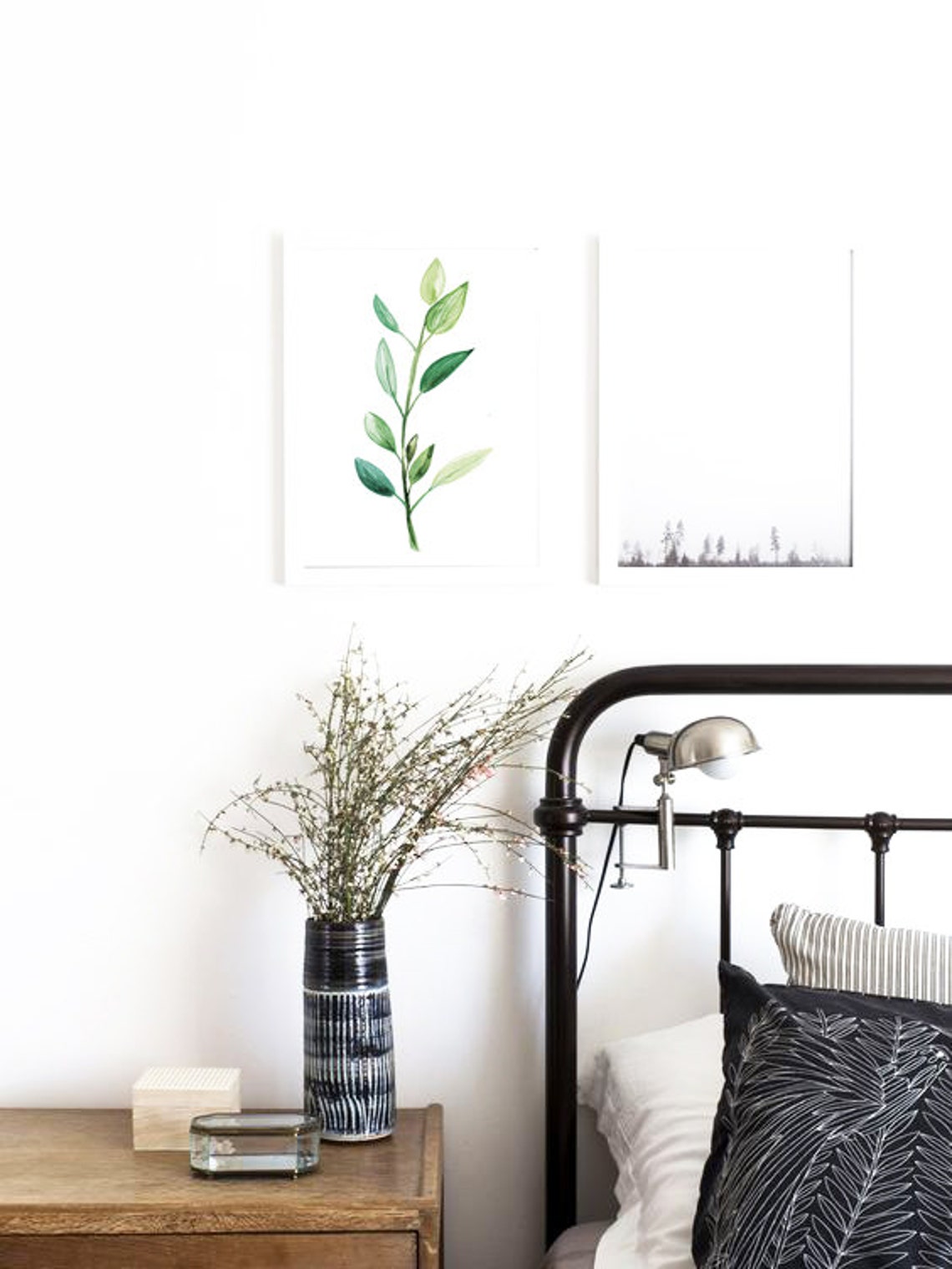 Minimalist Green Watercolor Leaf Sprig Botanical Branch Home Print - Image 3