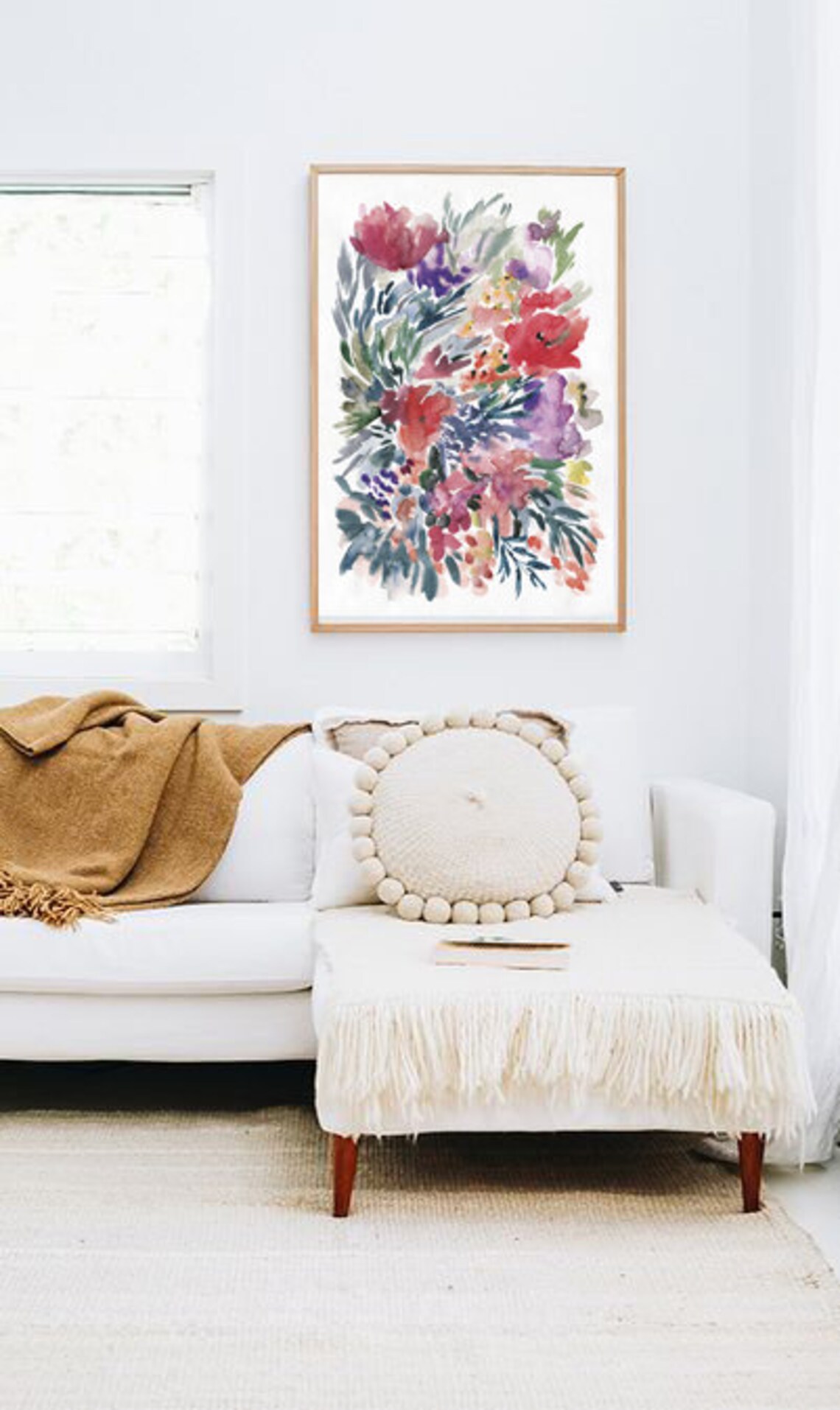 Watercolor Floral Bouquet Poster Pink Purple Red Flowers Botanical Art - Image 3