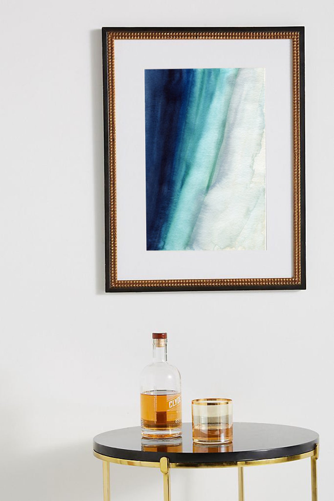 Navy To Turquoise Diagonal Watercolor Gradient Oceanic Art Print - Image 2