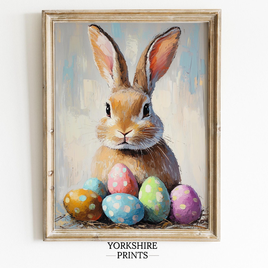 Cute Easter Bunny Egg Hunt Print Vintage Spring Decor Farmhouse Easter Art Print Nursery Wall Art Wall Art