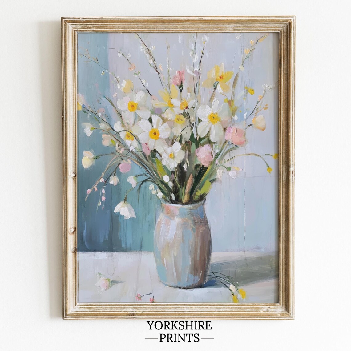 Pastel Floral Still Life, Vintage Spring Easter Art Print