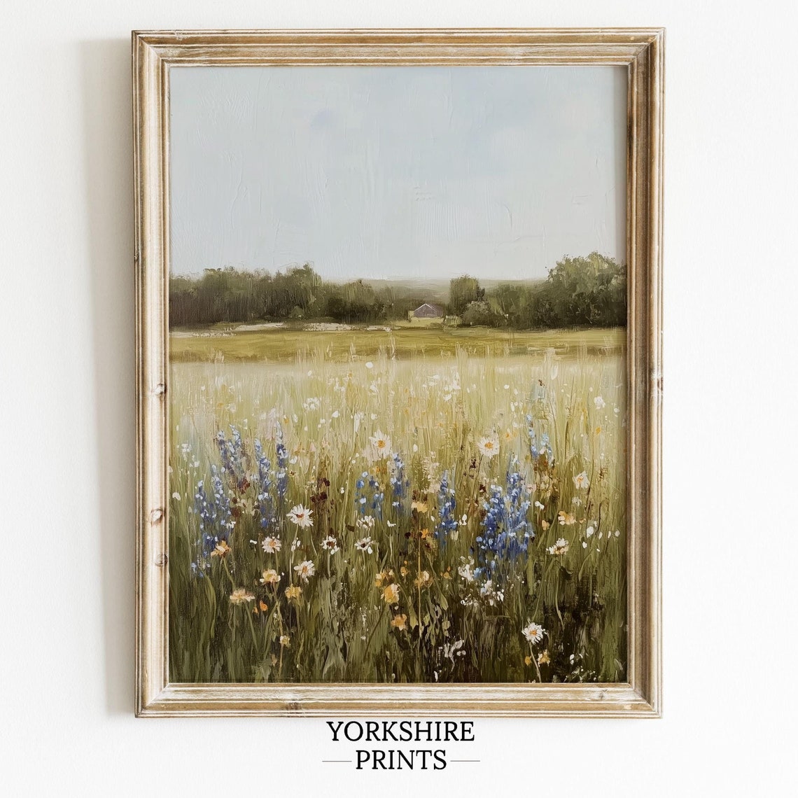 Wildflower Field Landscape Oil Painting Vintage Landscape Art Print Country Field Wall Art Wildflower Field Wall Art