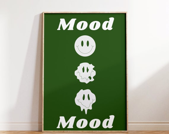 Retro Wall Print Trendy Print Retro Wall Art Mood Print Art Green Poster Wall Decor Housewarming Gift
