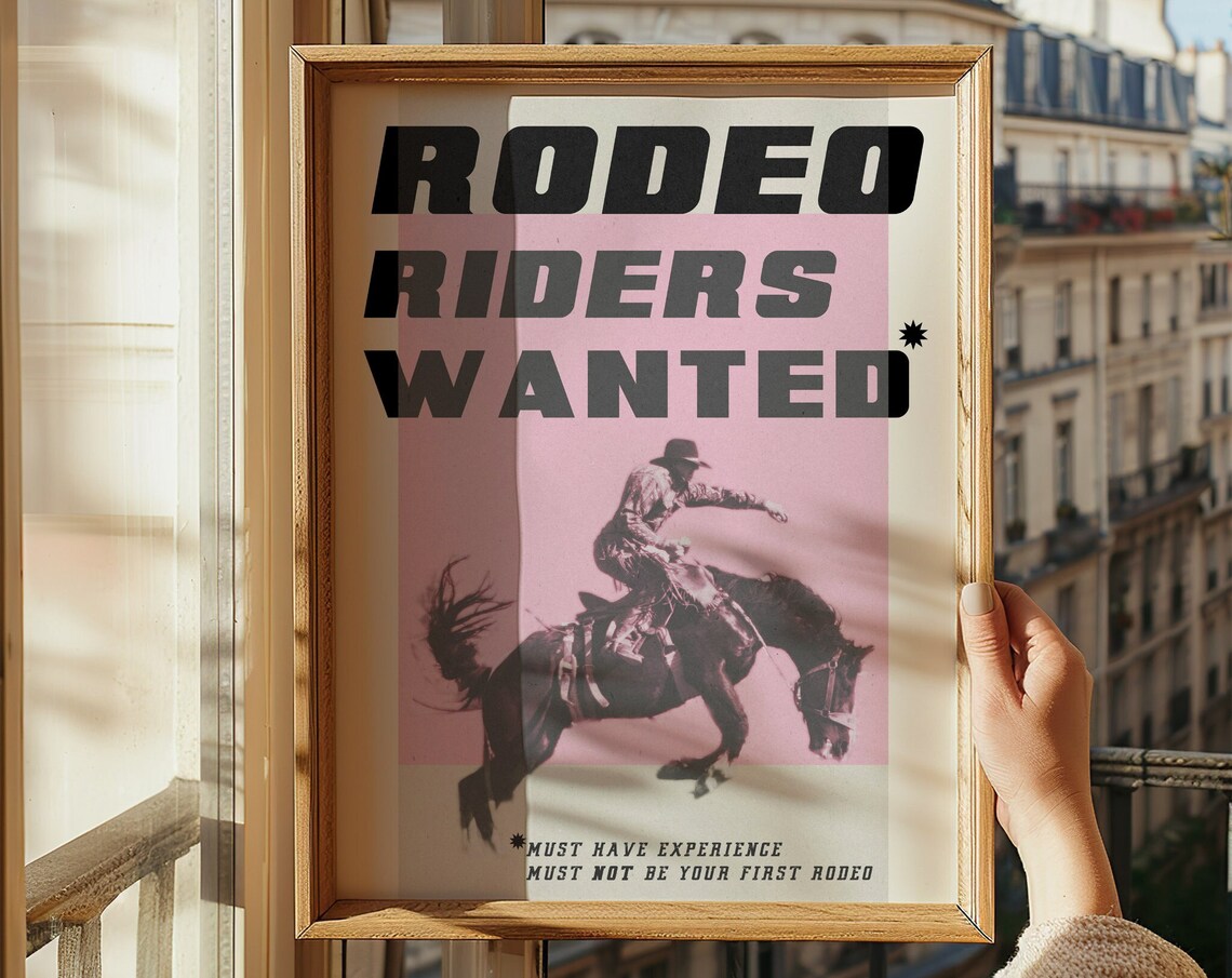 Rodeo Poster, Vintage Cowboy Horse Rider