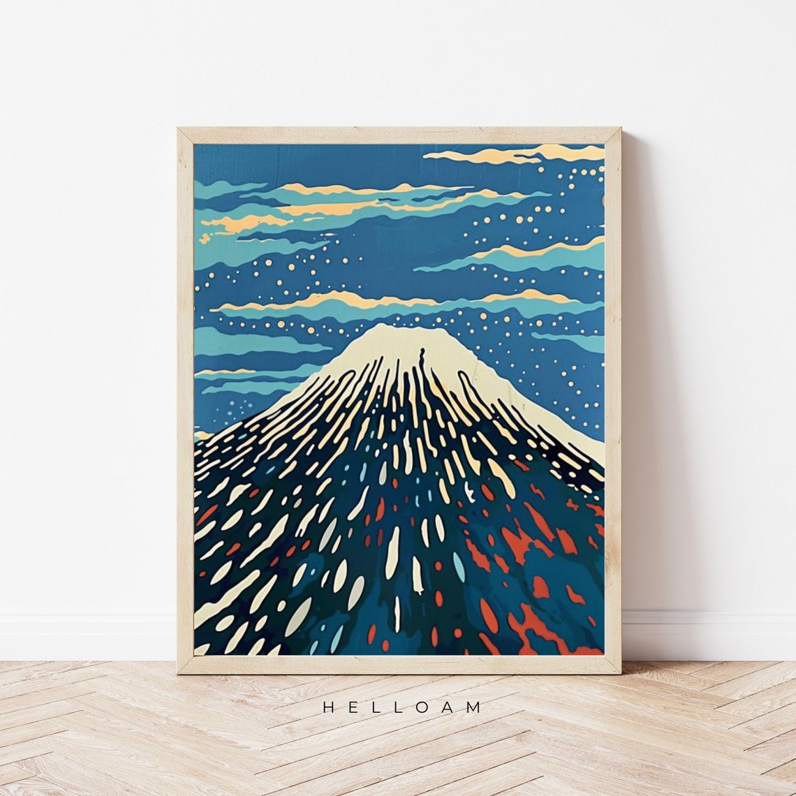 Abstract Botanical Ocean Waves Navy Coral Teal Modern Floral Wall Art - Image 2