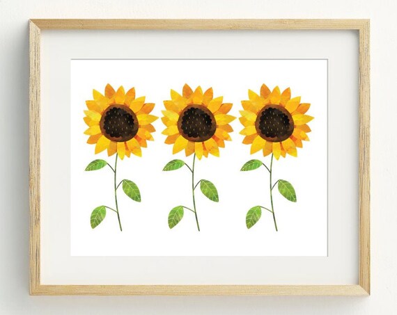 Sunflower Flower Print, Summer Wall Art Poster