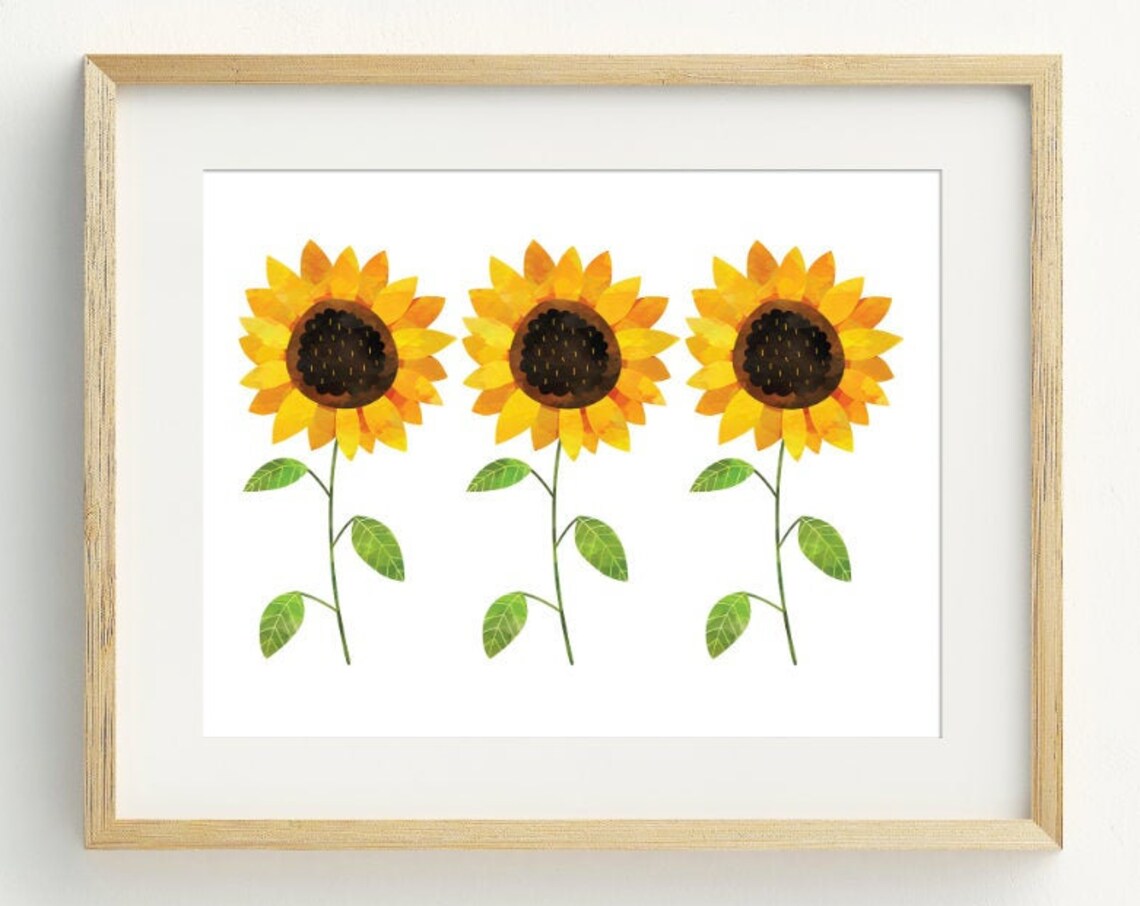 Sunflower Flower Print, Summer Wall Art Poster