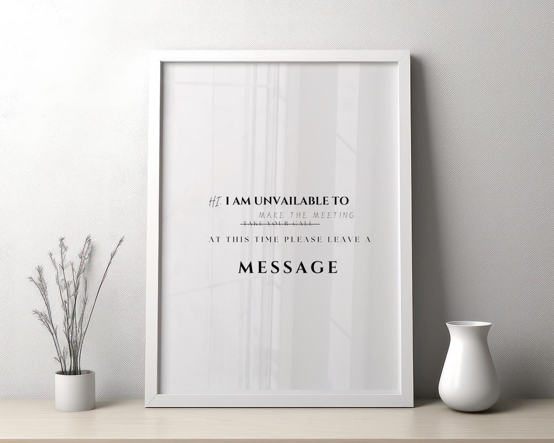 Im Unavailable To Take This Meeting Funny Office Quotes Wall Print Minimalist Quote Wall Art Prints Wall Art - Image 2