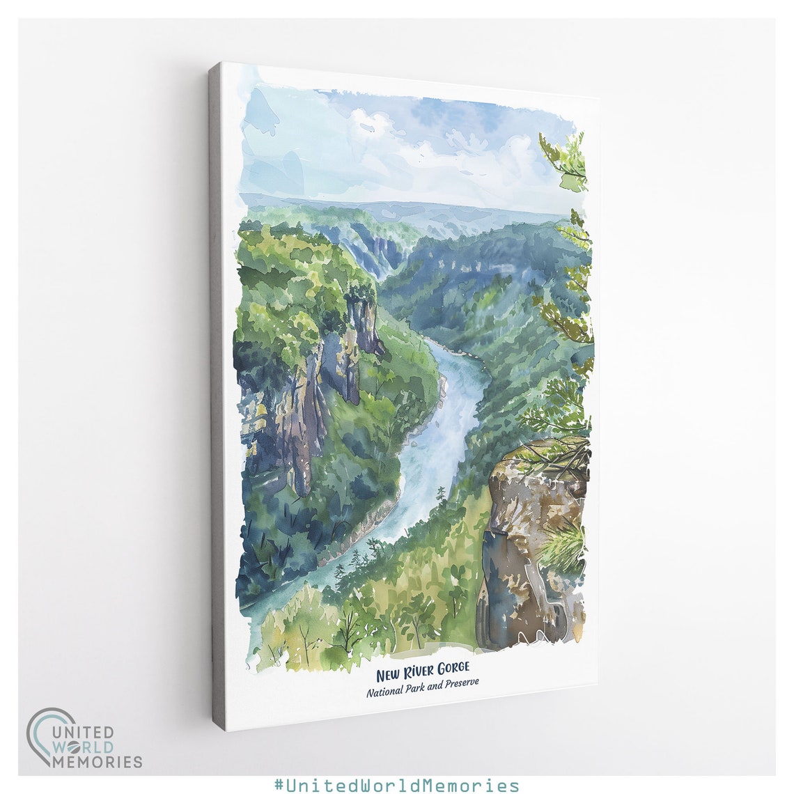 New River Gorge National Park Watercolor River Valley Poster - Image 3