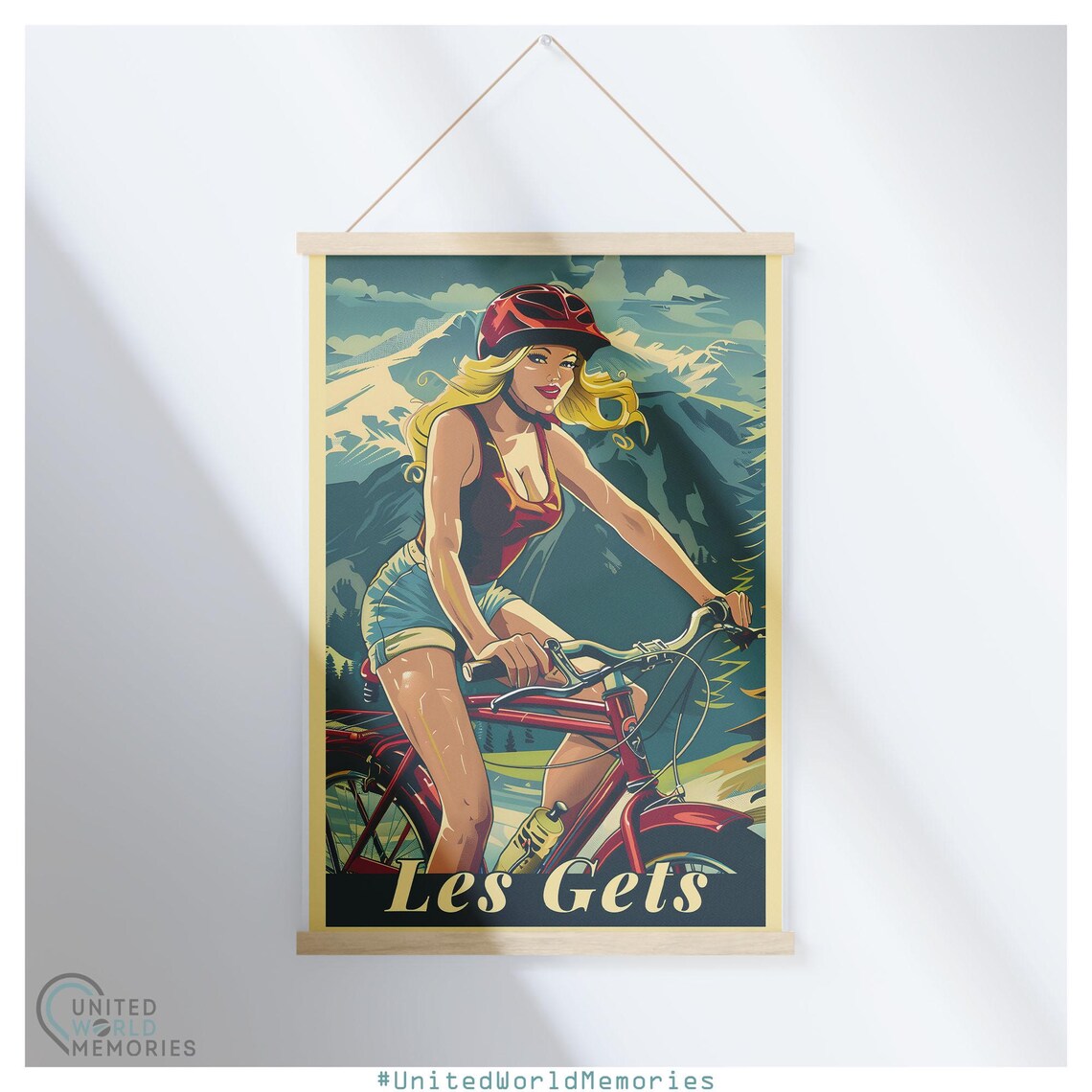 Les Gets Bike Park Retro Pin Up Cyclist Mountain Biking Sports Poster - Image 5
