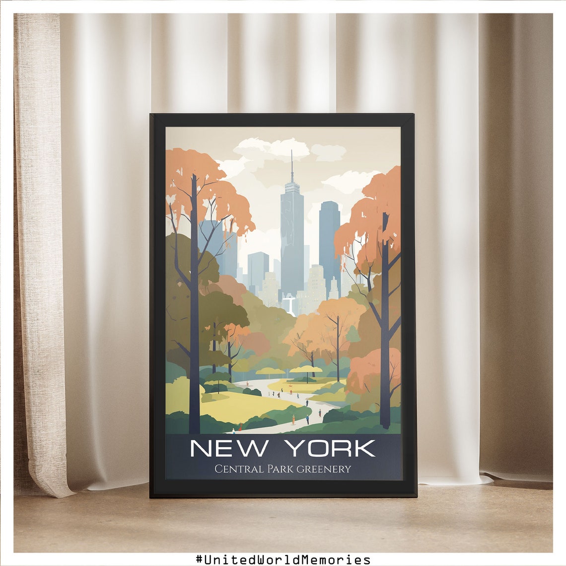 New York Central Park Fall Autumn Foliage Skyline Stroll Poster - Image 5