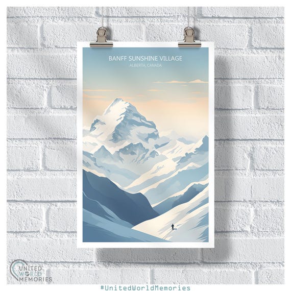 Banff Sunshine Village Alpine Bliss Poster Canada Ski Resort Print Snowboarding Wall Art Alberta Ski Poster