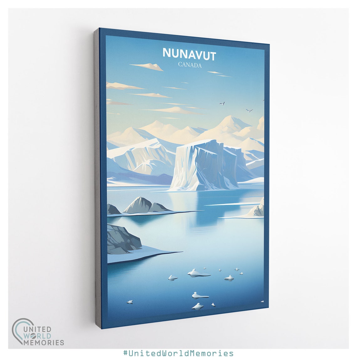 Nunavut Canada Arctic Iceberg Glacier Minimalist Blue Ocean Poster - Image 3