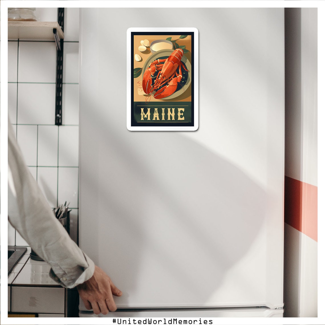 Maine Travel Poster Maine Lobster Poster Maine Vintage Poster Wall Decor State Poster Maine Print Maine Retro Poster Lobster Wall Art - Image 3