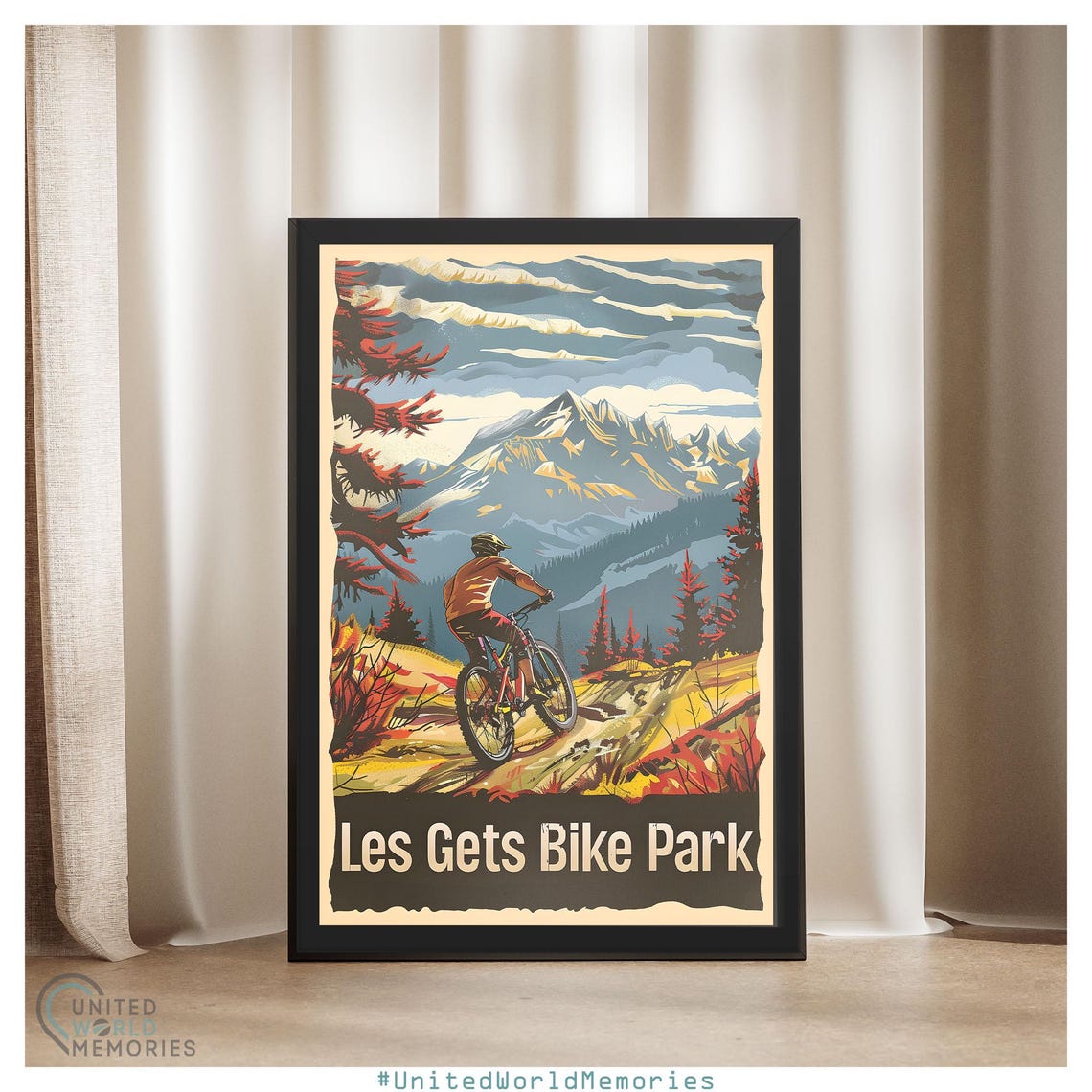 Les Gets Bike Park Alpine Adventure Poster Mountain Bike Poster France Bike Park Print - Image 4