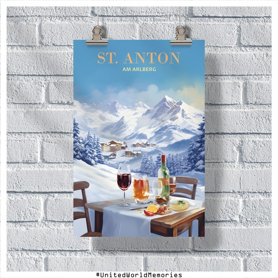 St Anton Aprs Ski Delight Poster St Anton Wall Art St Anton Am Arlberg Print Austria Poster Ski Snowboarding Gift Ski Resort Art