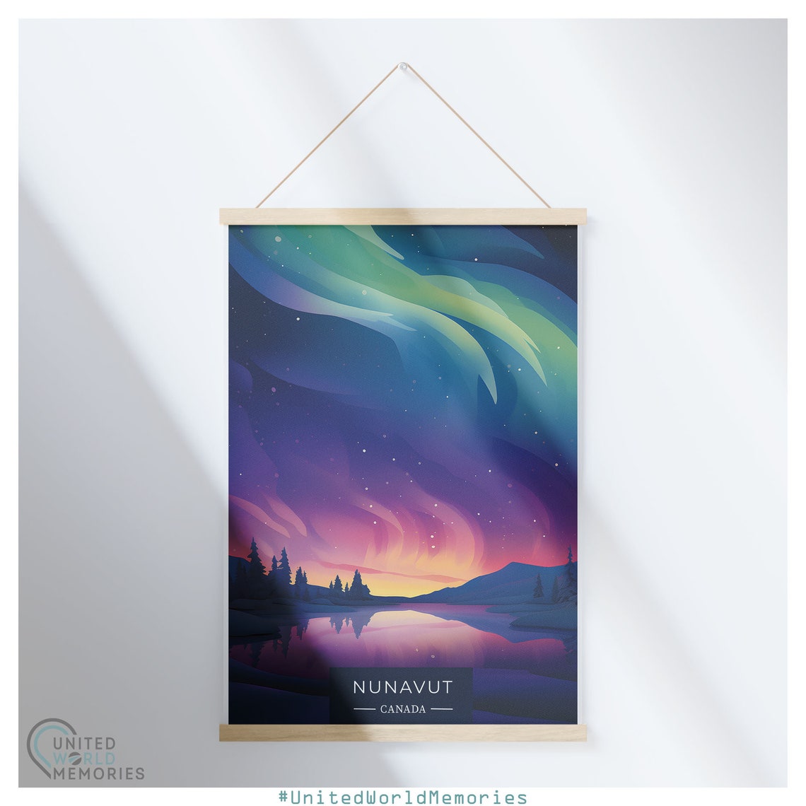 Nunavut Canada Northern Lights Aurora Lake Night Sky Arctic Poster - Image 5