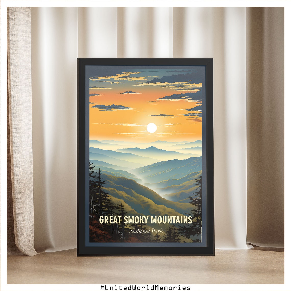 Great Smoky Mountains National Park Sunrise Misty Blue Ridges Poster - Image 5