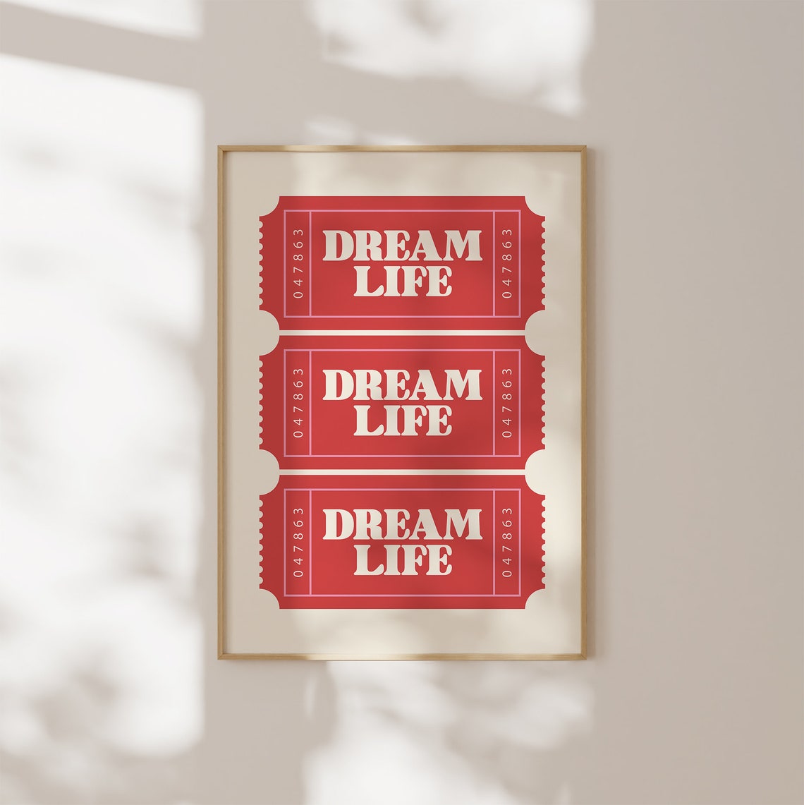Dream Life Red Ticket Retro Cinema Vintage Motivational Fun Poster - Image 3