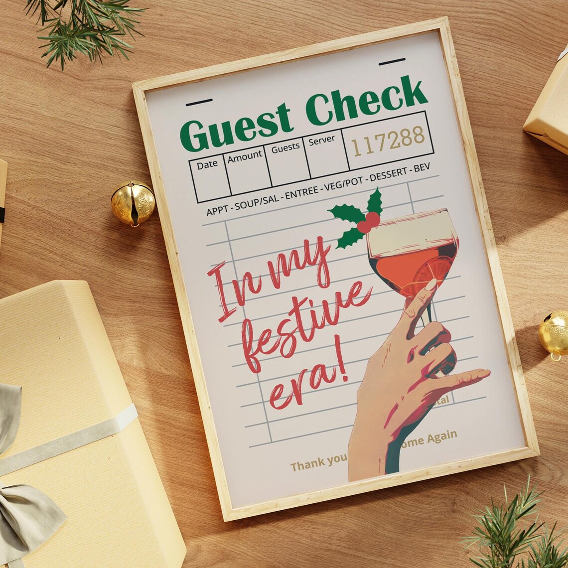 In My Festive Era Christmas Guest Check Wine Glass Holiday Wall Poster - Image 2