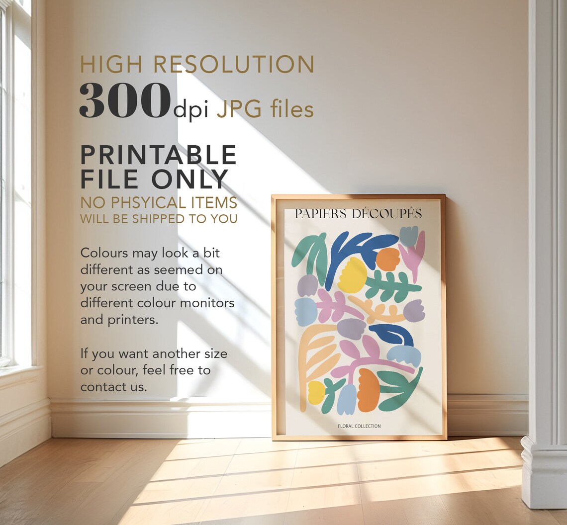 Papiers Decoupes Colorful Floral Cutout Matisse Style Poster - Image 4
