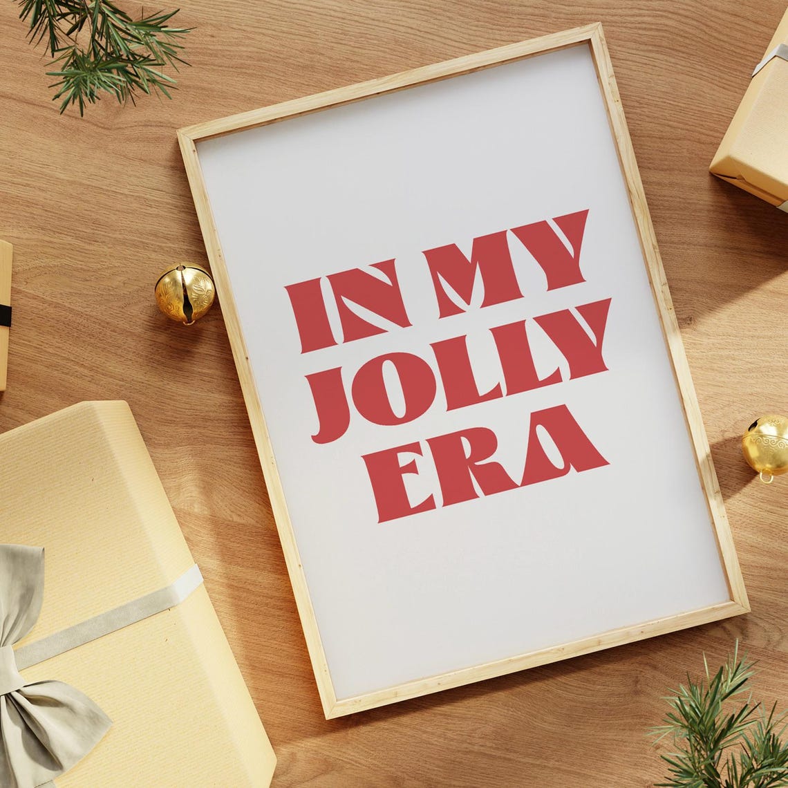 In My Jolly Era Big Bold Red Retro Typography Christmas Wall Art - Image 3
