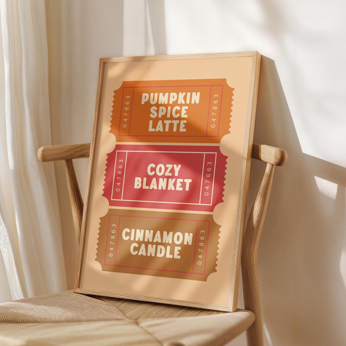Pumpkin Spice Latte Cozy Blanket Cinnamon Candle Ticket Wall Art - Image 2
