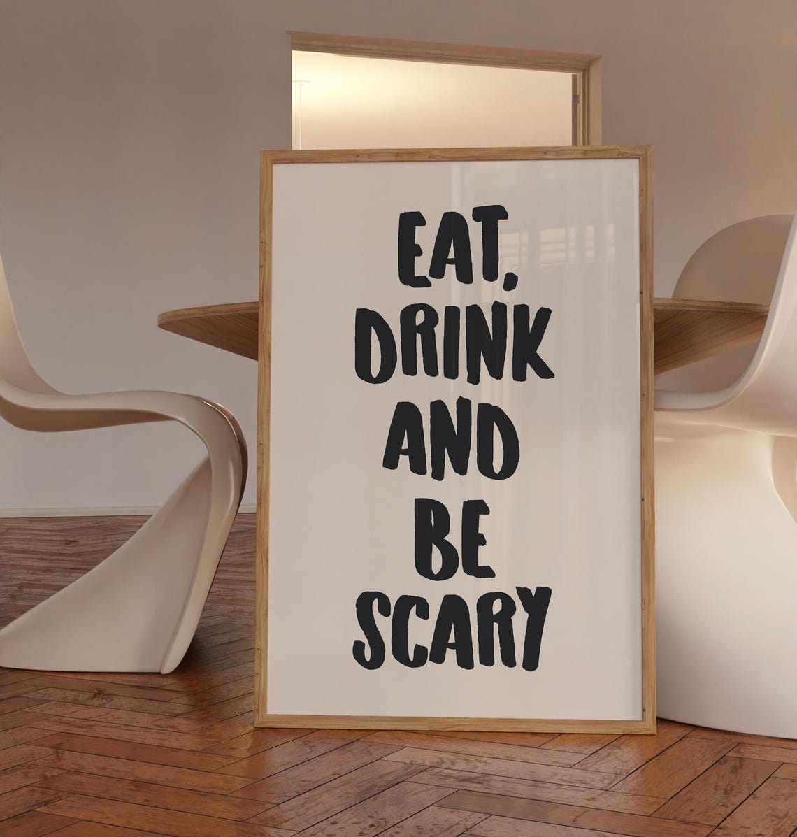 Eat Drink And Be Scary Halloween Quote Black Brush Typography Poster - Image 3