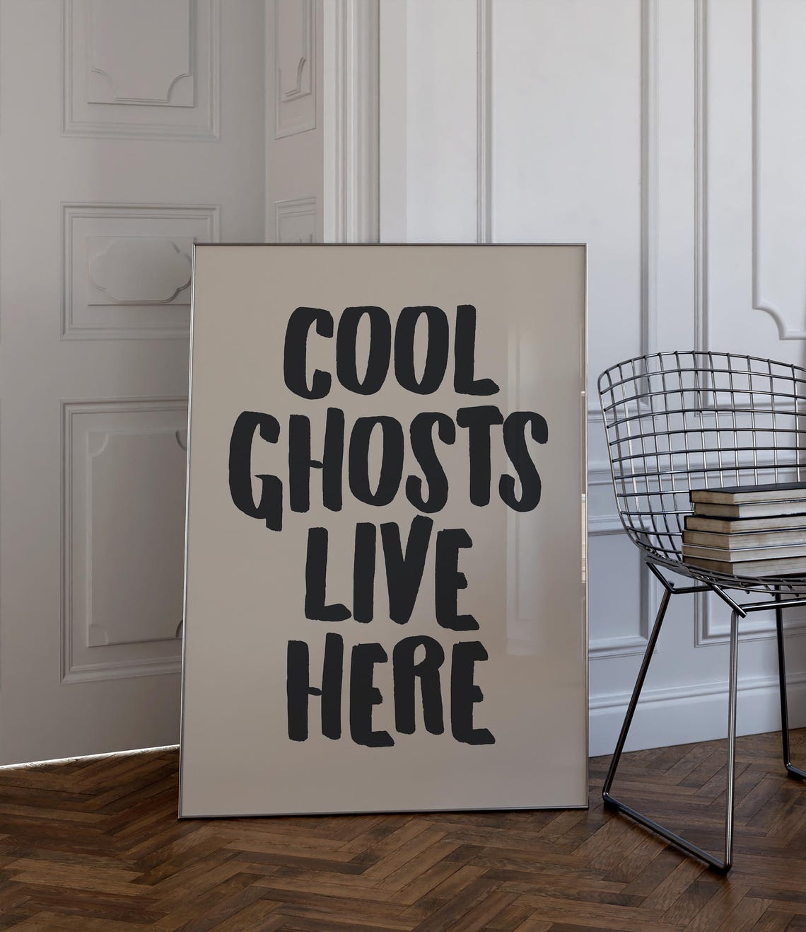 Cool Ghosts Live Here Bold Black Halloween Quote Wall Poster - Image 2