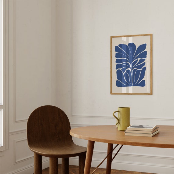 Moody Botanical Art Organic Shapes Abstract Botanical Blue Wall Art Neutral Botanical Abstract Art