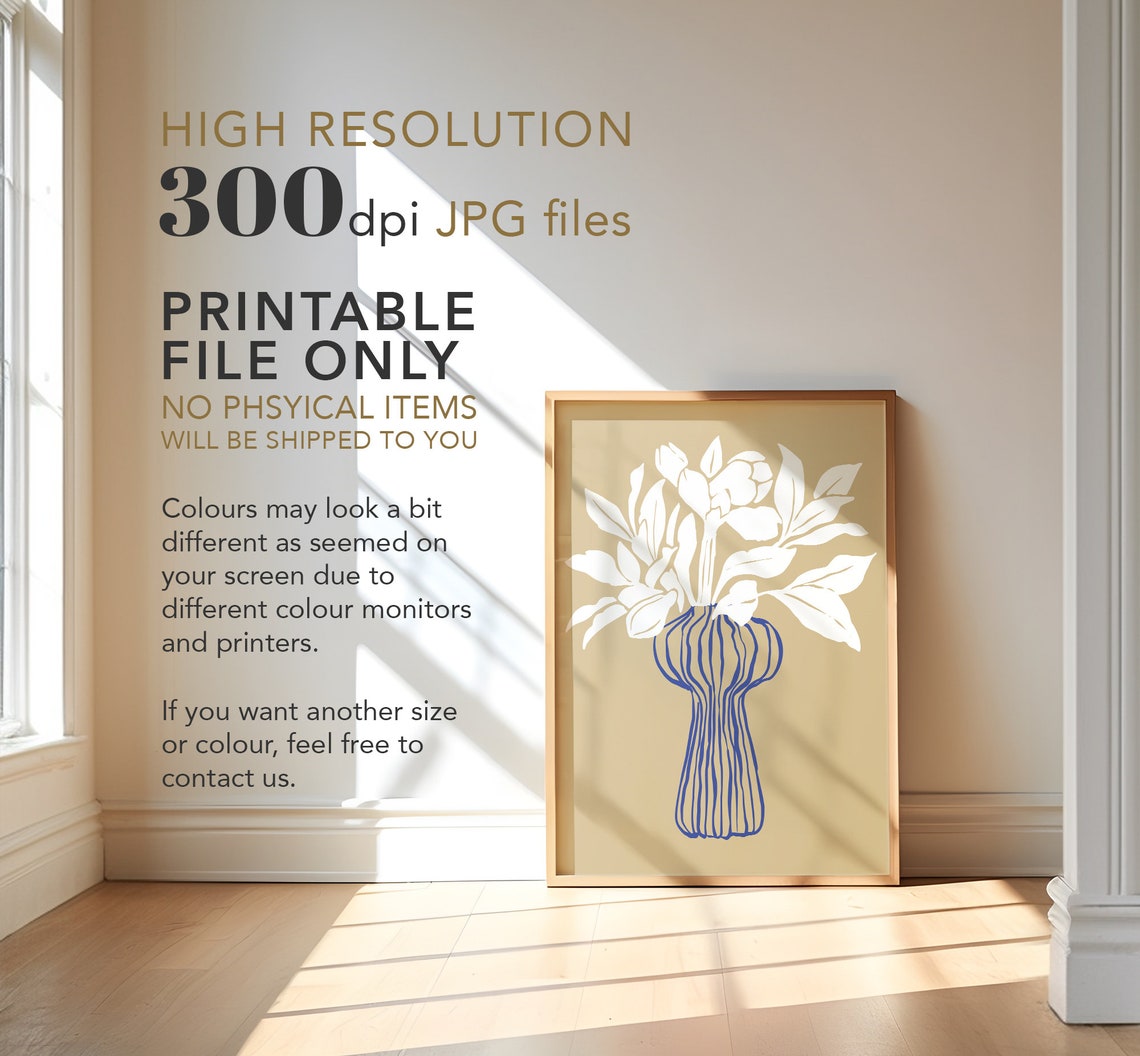 Abstract Vase Botanical Floral Poster, Neutral Modern - Image 3