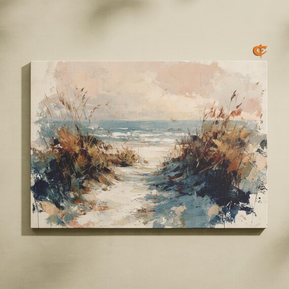 Beach Grass Dune Trail to the Sea Watercolor Coastal Pathway Art Poster