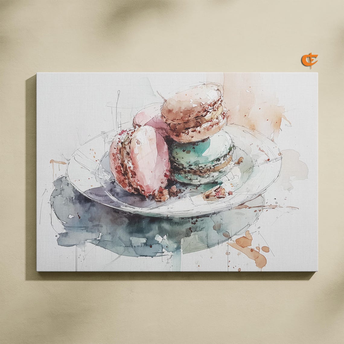 Dreamy Pastel Macarons Watercolor Dessert Painting Kitchen Poster
