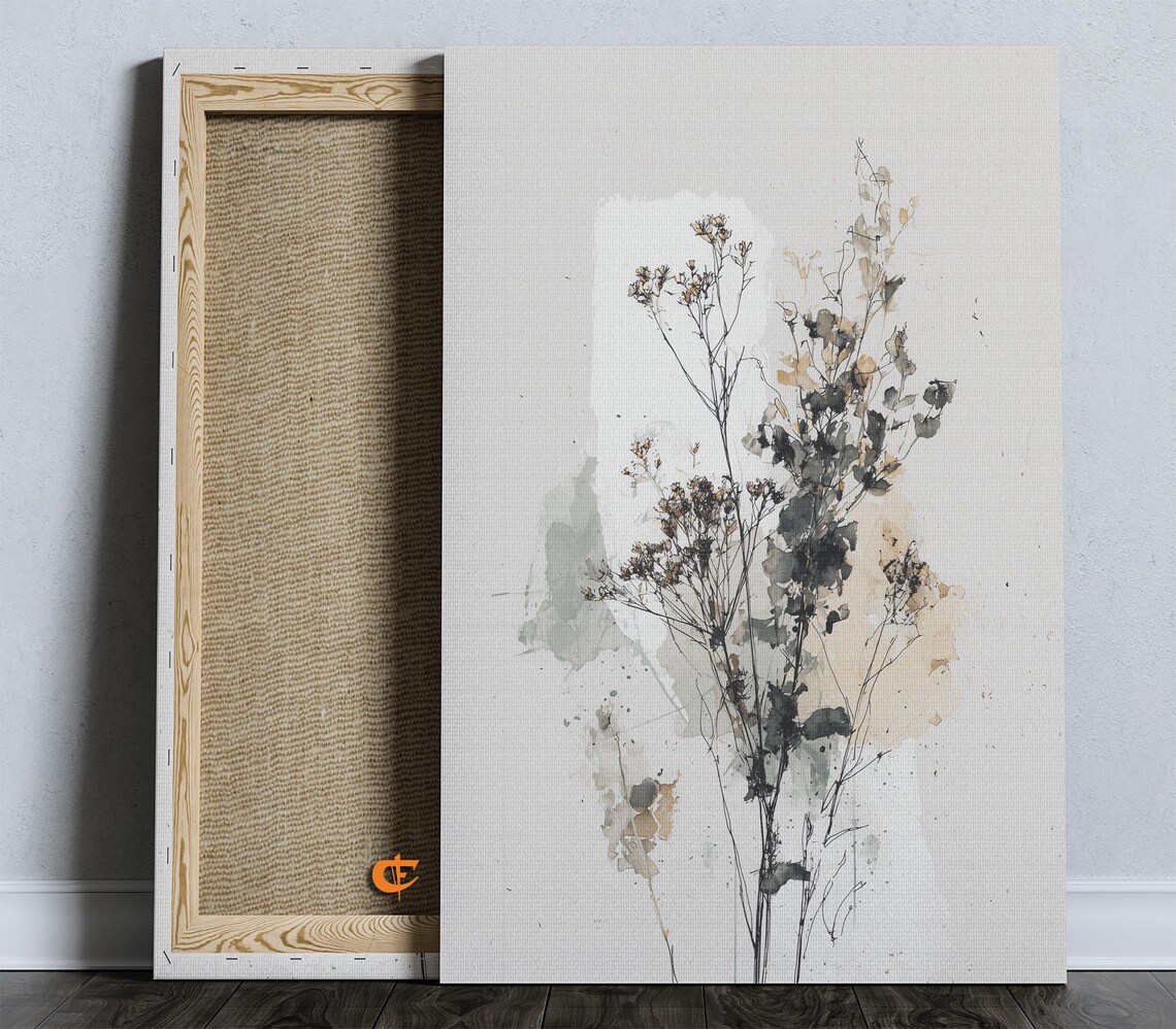 Minimalist Botanical Wall Art Line Drawing Of Wild Grasses Elegant Neutral Decor Rustic Nature Illustration 1558