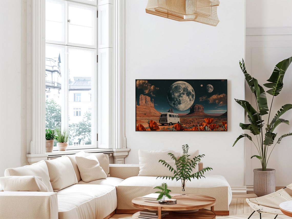 Futuristic Desert Scene With Van And Giant Moon - Image 4