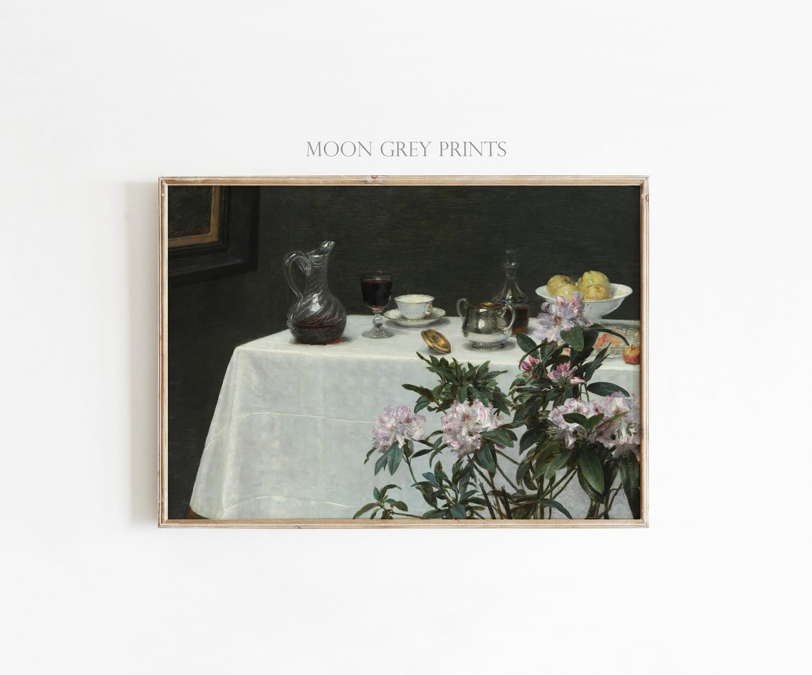 Moody Still Life Vintage Oil Painting Art Print - Image 5