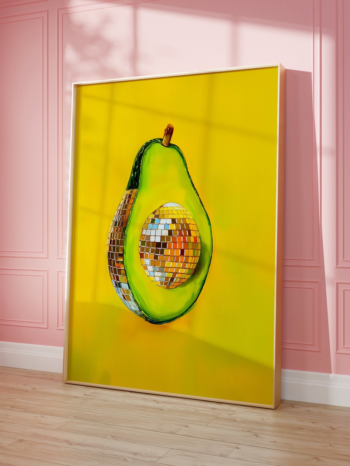 Avocado Disco Ball, Maximalist Dining Room Art Print