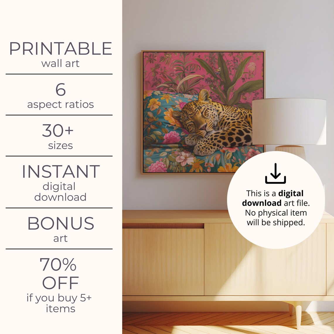 Sleeping Leopard Maximalist Oil Painting Poster - Image 4