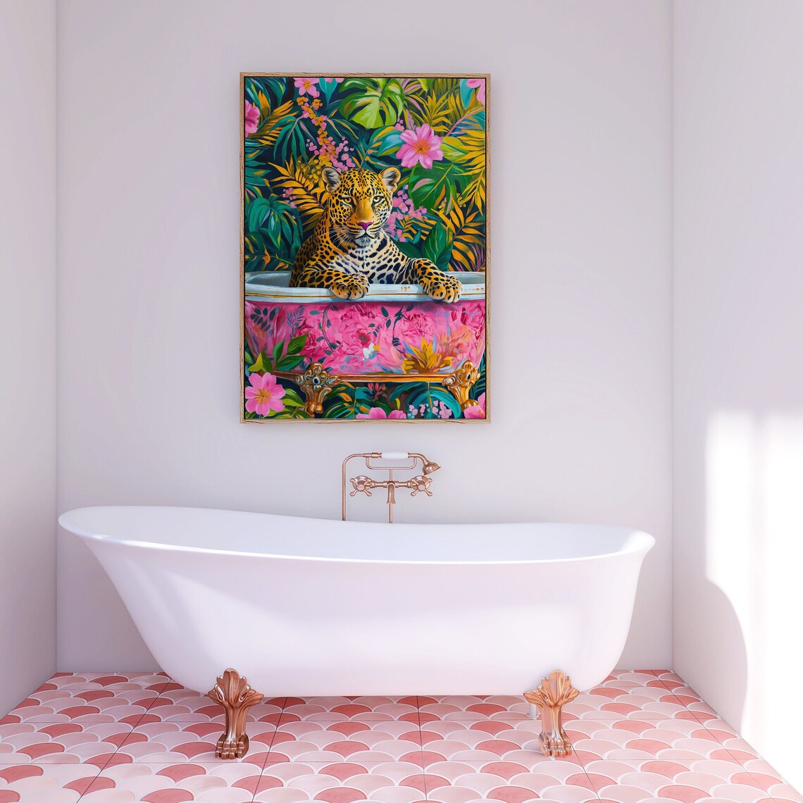 Leopard In A Bathtub, Maximalist Oil Painting - Image 5